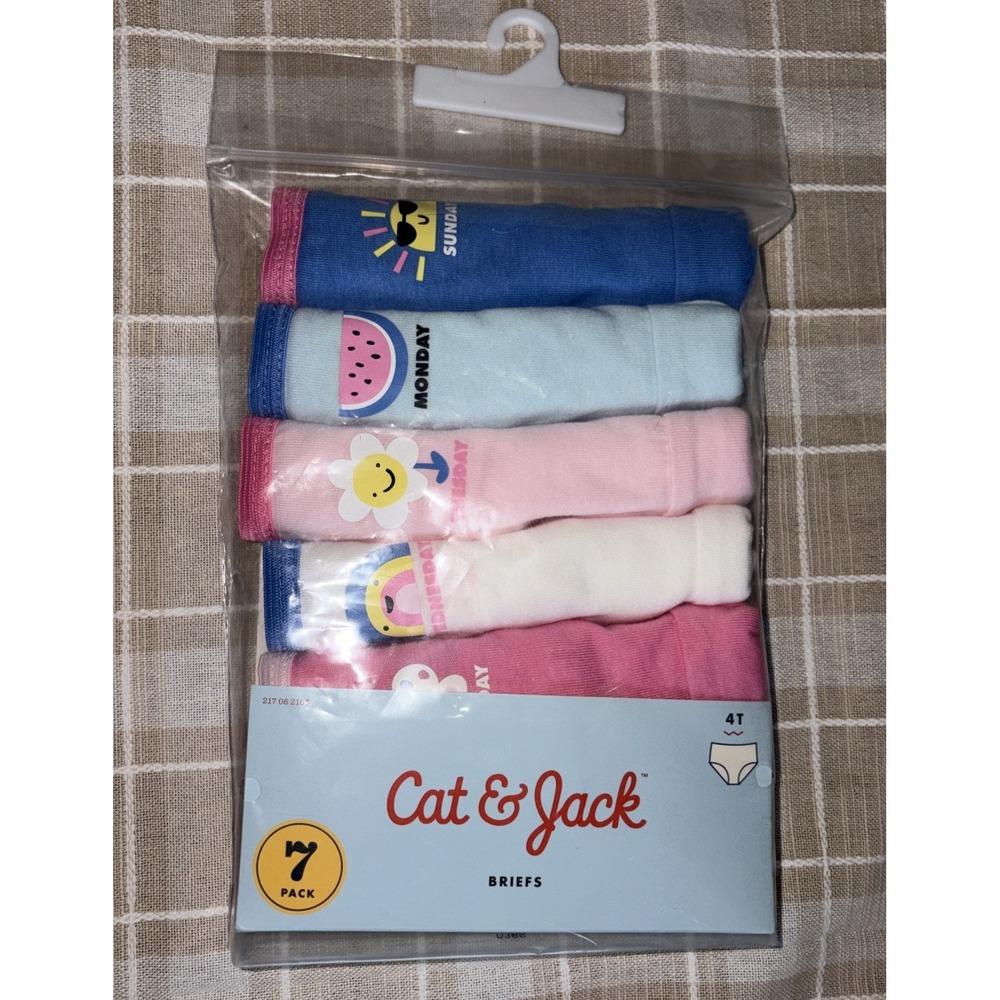 Cat & Jack Briefs Toddler Girls 4T Multicolor 7 Pack Days Of Week Underwear